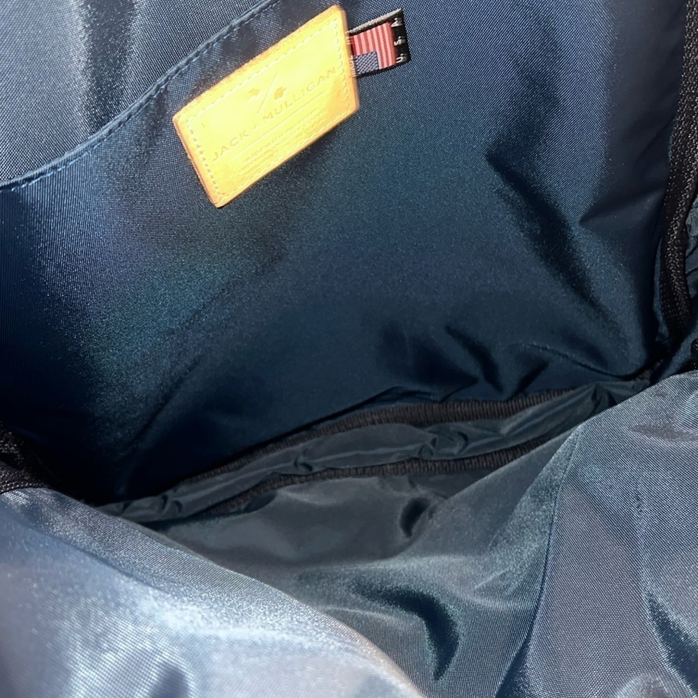 Jack + Mulligan Navy with Cream Leather Canvas Backpack - Picture 8 of 8